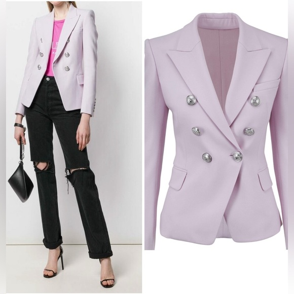 Balmain lilac double breasted wool blazer jacket - Picture 1 of 6